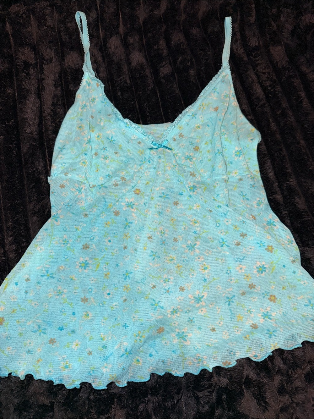 Xhilaration Aqua Floral coquette Lace-Trim Camisole